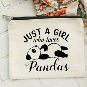 Cute Panda with Lettering Cosmetics Case Travel Bag with Zipper Pouch